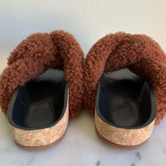 NWT Chloé Shearling Fur Flat Slide Sandal 35EU - Picture 8 of 12